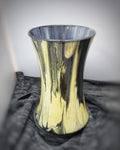 Black and Yellow Hand Painted Acrylic Pour 7.5 inch Tall Vase