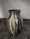 Black and Yellow Hand Painted Acrylic Pour 6.5 inch Tall Vase