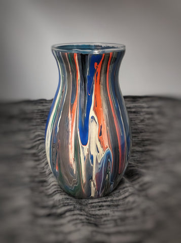 Multi-Color Hand Painted Acrylic Pour Vase